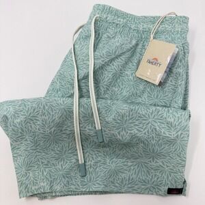 Faherty Shorelite Mens Shorts Size Small Mint Green Floral Print Swim Casual NEW